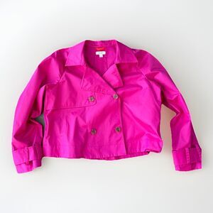 ON 34th Pink Boxy Trench Coat Size L Double Breasted